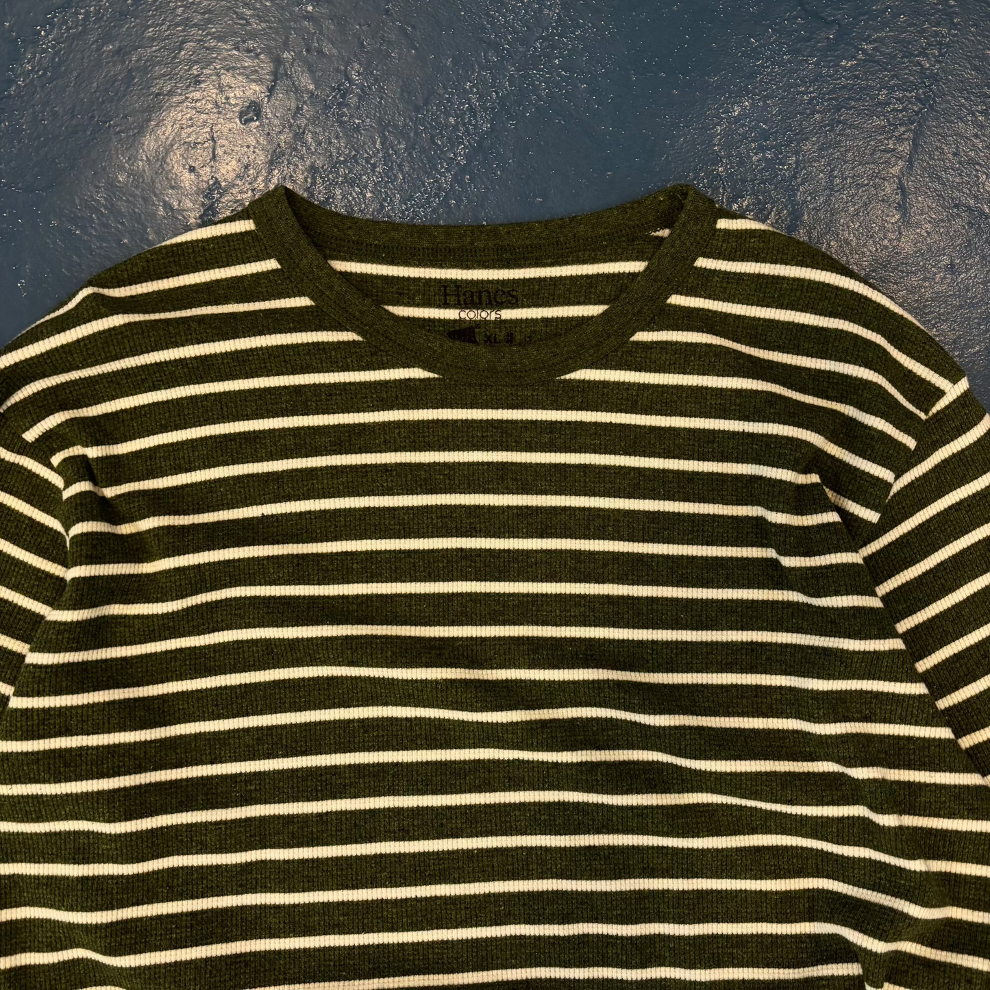 Hanes Green/White Striped Thermal